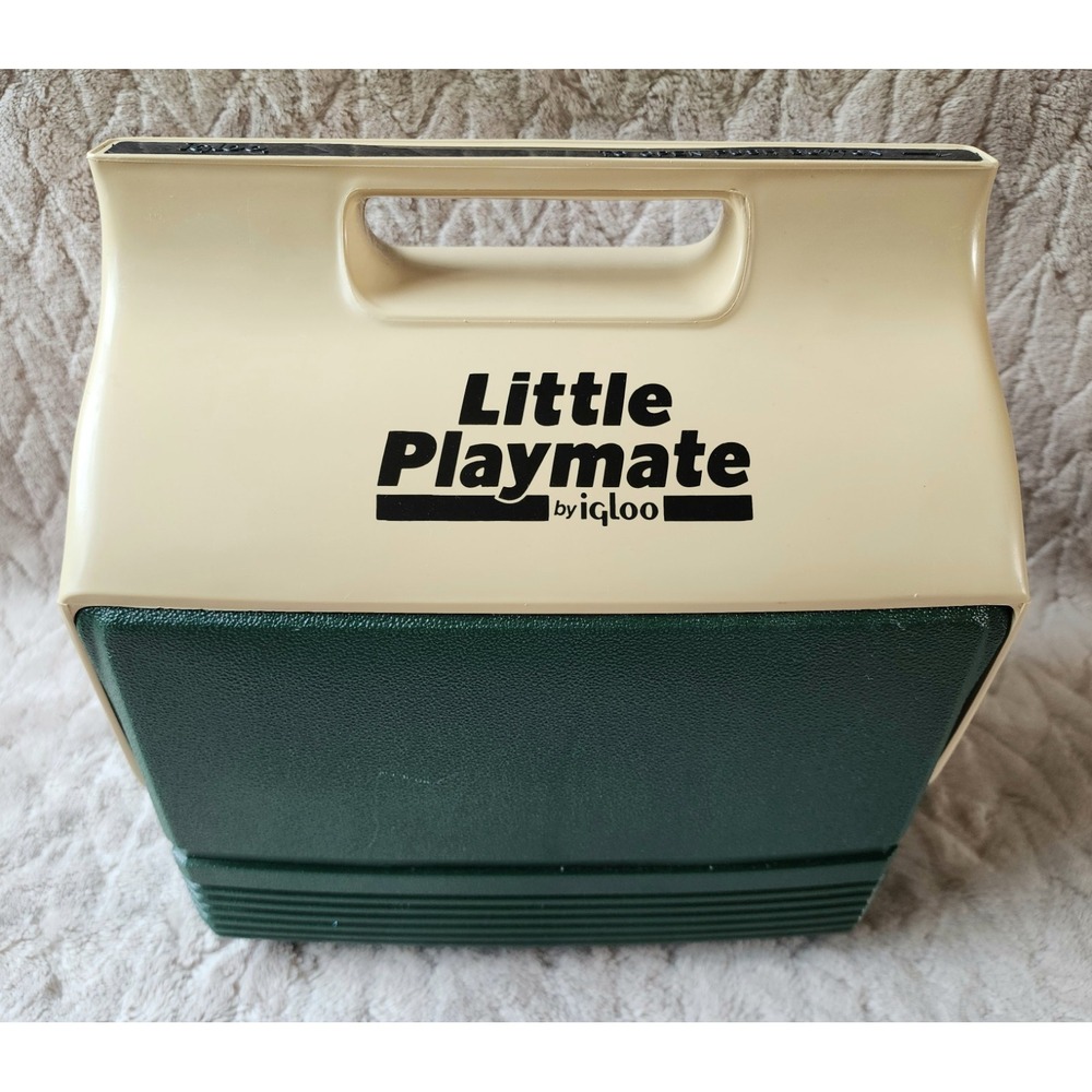Vintage Igloo Little Playmate Personal Cooler Green Cream Push Button Lid 12in